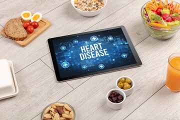 Tablet Pc with fruits, healthy concept