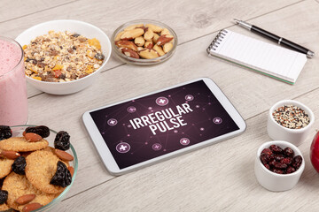 Tablet Pc with fruits, healthy concept