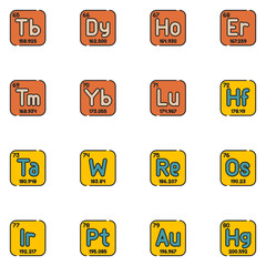 Wall Mural - Periodic Table Filled Line Icon Set