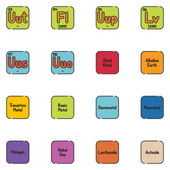Wall Mural - Periodic Table Filled Line Icon Set