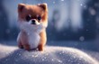 3D-Rendered Pomeranian puppy playing outside and enjoying the winter weather. computer-generated image meant to mimic photorealism