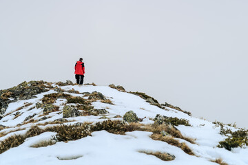 Wall Mural - man at the misty top