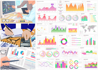 Poster - analytics information and development statistics. dashboard seo optimization, digital info. presente