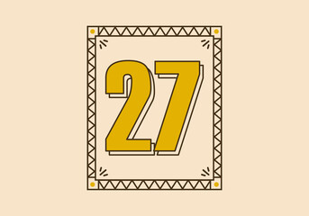 Wall Mural - Vintage rectangle frame with number 27 on it