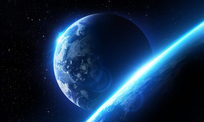 earth planet in deep space. outer dark space wallpaper