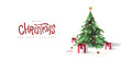 Merry Christmas banner with decorated christmas tree