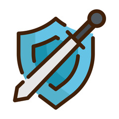 sword shield weapon filled outline icon