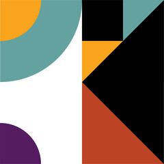 Poster - Trendy geometric square with abstract patterns in multiple colors and shapes. Creative contemporary design element for decoration of pop theme design.	