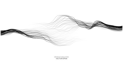 Poster - Vector abstract wavy lines flowing dynamic isolated on white background for concept of AI technology, digital, communication, 5G, science, music