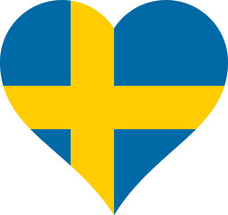 Wall Mural - Sweden Heart Flag. Swedish Love Shape Country Nation National Flag Sign Symbol Banner. Swede Transparent PNG Flattened JPG Flat JPEG