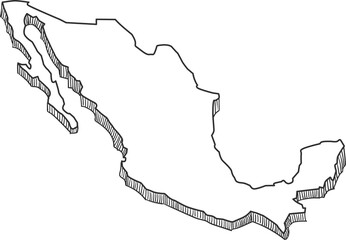 Wall Mural - Hand Drawn of Mexico 3D Map