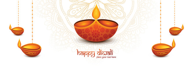 Decorative diwali diya festival banner card background