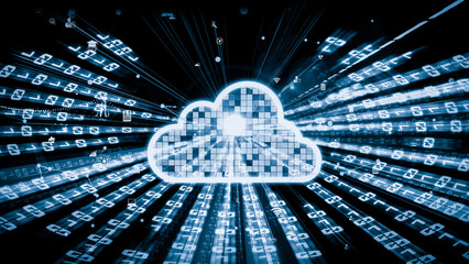cloud computer and online data storage with tacit intelligent sharing software . concept of smart di