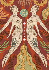 vector illustration for a wall poster or postcard. magical abstract elements