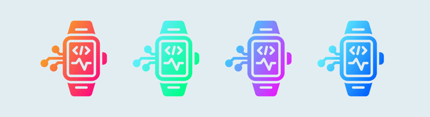 Poster - Smartwatch solid icon in gradient colors. Smart watch signs vector illustration.