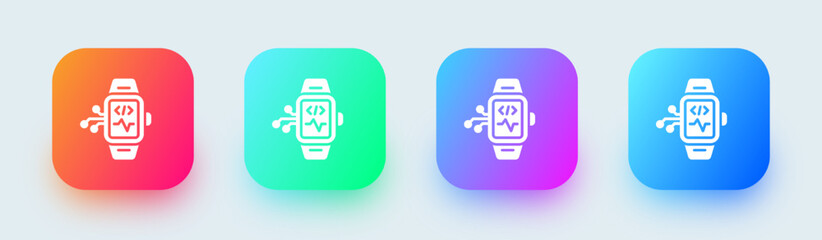 Poster - Smartwatch solid icon in square gradient colors. Smart watch signs vector illustration.