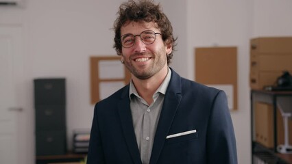 Poster - Young hispanic man business worker smiling confident standing at office