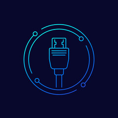 Poster - HDMI cable icon, linear design