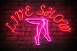 Live striptease adult show neon sign background wallpaper