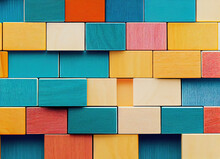 Colorful Rectangular Wood Pieces Representing Diversity And Inclusion In Society