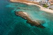 Aerial view of Ayia Thekla Beach in Ayia Napa, Cyprus