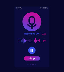 Wall Mural - Audio recording app mobile ui, recorder design