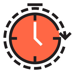 Poster - Time icon. Red clock face with round arrow