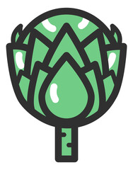 Sticker - Artichoke icon. Green leaves flower. Fresh healthy food