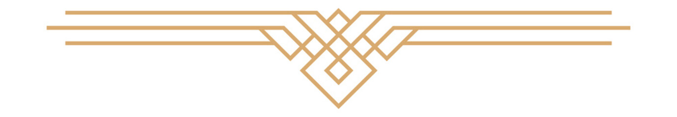 Art deco header. Golden line vintage border element