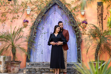 Wall Mural - New Delhi, India - Oct 2 22: Pre wedding shoot of a young Indian couple at Photo Paradise studio in Delhi India.