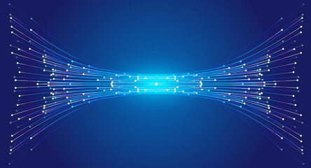 Poster - neon dynamic luminous dot line internet technology background