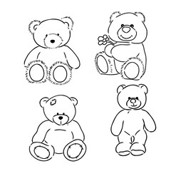 Wall Mural - Bear doll icon outline flat design vector. Teddy bear icon outline