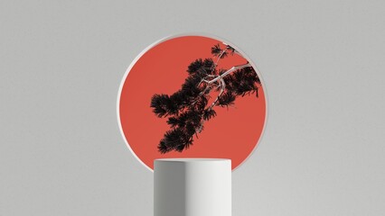 Poster - 3d rendering  background podium. display stand . Abstract minimal scene with geometric forms . Japan style products display stand 