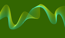 Background Green Turquoise Yellow Wave Lines Flowing Waves Design Abstract Digital Equalizer Sound Wave. Flow. Line Vector Illustration For Tech Futuristic Innovation Concept Background Graphic Design