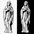 Praying Virgin Mary, vector illustration on white and black background