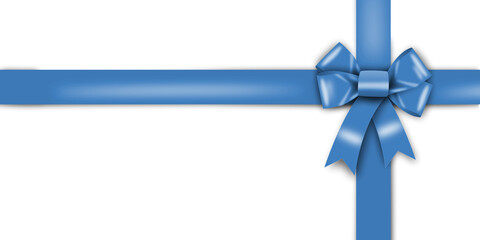 Poster - Decorative blue bow with ribbons for christmas gift, cards or gift ornament - 3D rendering