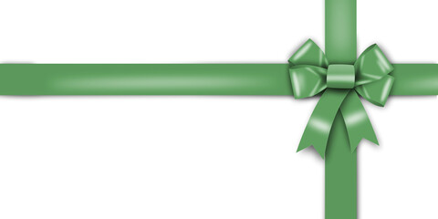 Poster - Decorative green bow with ribbons for christmas gift, cards or gift ornament - 3D rendering
