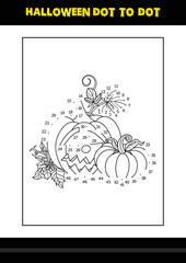 Halloween dot to dot coloring page for kids. Line art coloring page design for kids.