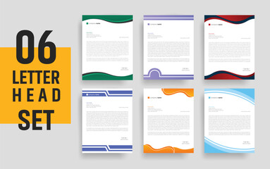 Wall Mural - Modern creative & colorful business style letterhead bundle of your corporate project design, Natural shape letterhead design template set with blue, green, red and orange color. corporate letterhead 