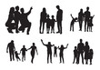 Family silhouettes, Happy family silhouette set