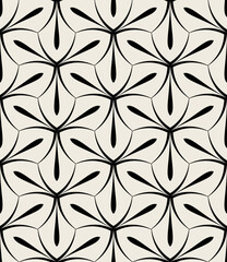 vector seamless pattern. monochrome graphic design. decorative elegant leaves. regular floral backgr