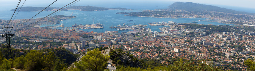 Wall Mural - A scenic view of the city of Toulon from a hill called Mount Faron .