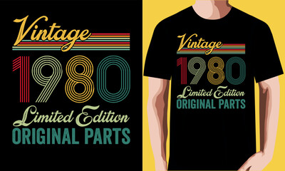 Vintage 1980 limited edition original parts T-shirt Design.