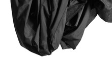 Black Luxury Fabric, Drapery Hanging Texture Isolated On White