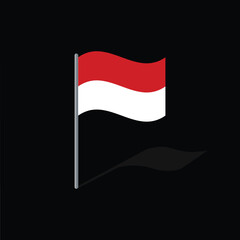 Monaco flag on pole vector graphics