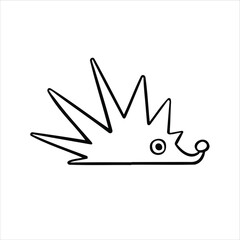 cartoon line sketch hedgehog vector