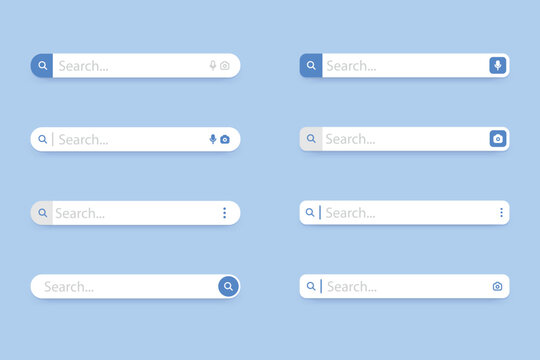 Search bar icon set. Search form with shadow. Ready search bar for web design, app, software and interface design. Address and navigation bar icon. Vector illustration