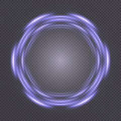 Poster - Bright glowing ring. Bright glowing neon frame made of luminous beams. fractal design
