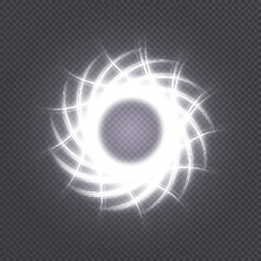 Poster - Bright glowing ring. Bright glowing neon frame made of luminous beams. fractal design