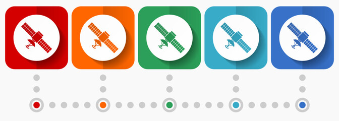 Poster - Satellite vector icons, infographic template, set of flat design communication symbols